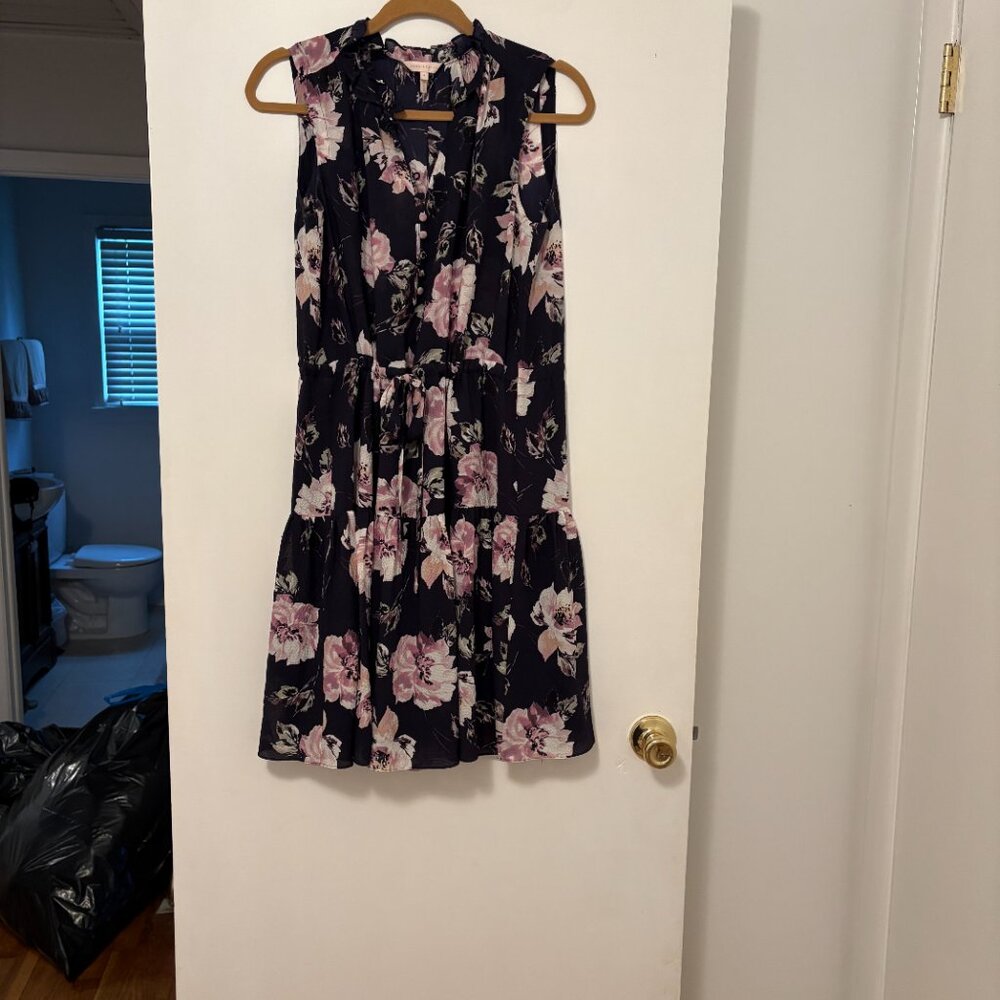 Rebecca Taylor Navy Magnolia Crepe Dress Size 4